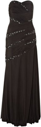JS Collections Strapless embellished full length dress