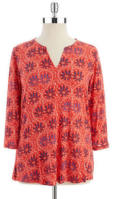 Lucky Brand PLUS Plus Floral Peasant Top