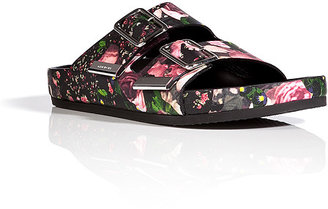 Givenchy Leather Rose Print Camouflage Sandals