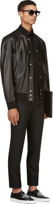 Givenchy Black Leather Star Bomber Jacket