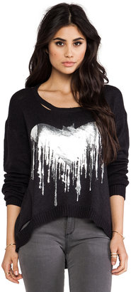 Lauren Moshi Jewel Foil Dripping Batman Sweater