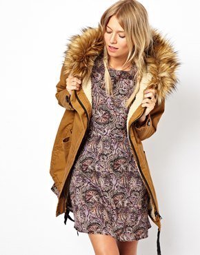 ASOS Cocoon Parka With Oversized Faux Fur Trim Hood