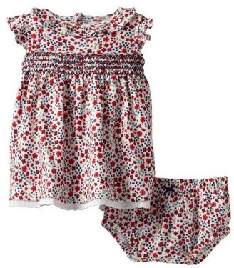 Hartstrings Printed Interlock Dress and Diaper Cover - Red- 24 Months