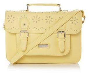 Red Herring Pale yellow cut out satchel bag