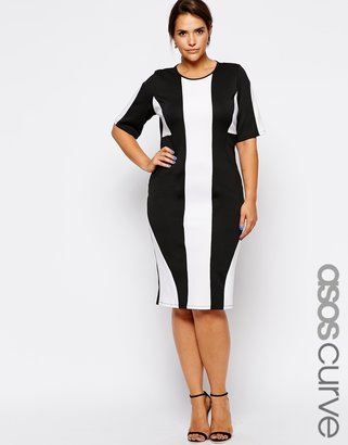 ASOS CURVE Exclusive Shift Dress In Mono Panels