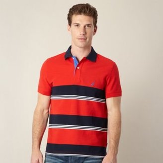 Nautica Red striped pique performance polo shirt