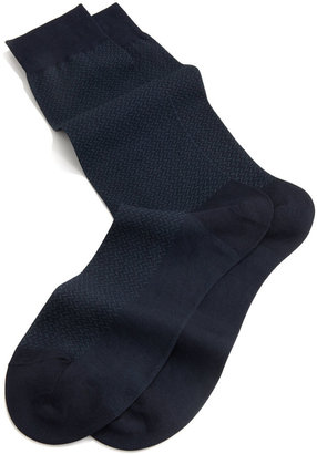 Pantherella Mid-Calf Cross Hatch Socks, Navy