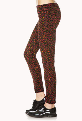 Forever 21 Retro Floral Corduroy Skinnies