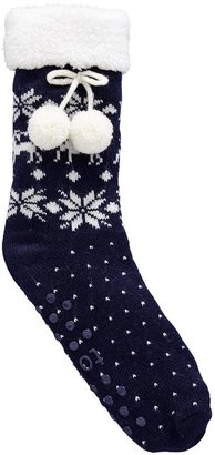 Isotoner Totes Toasties Reindeer Fair Isle Slipper Socks