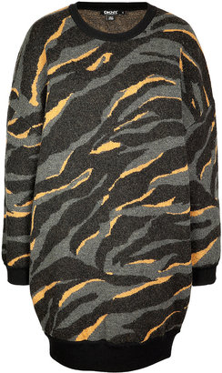 DKNY Wool Print Oversized Pullover