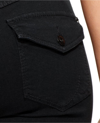 INC International Concepts Petite Jeans, Narrow Bootcut Flap-Pocket, Black Wash