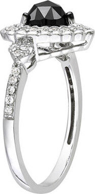 MODERN BRIDE Midnight Black Diamond 1 CT. T.W. Black & White Diamond Heart Ring In 10K White Gold