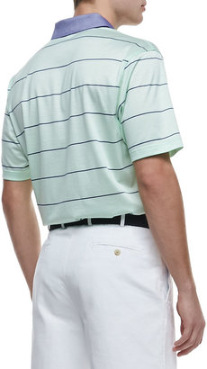 Peter Millar Miami Striped Short-Sleeve Polo, Winter Green