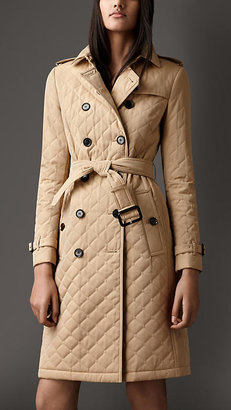 Burberry Long Quilted Gabardine Trench Coat
