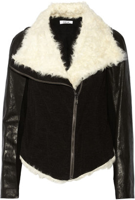 Helmut Lang Paneled cotton-blend biker jacket