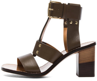 Chloé Gladiator Leather Heels in Military Green