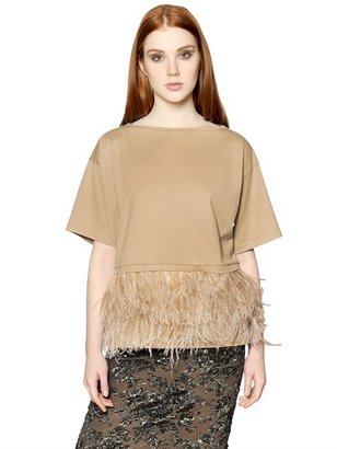 N°21 Feathered Cotton Blend Jersey Top