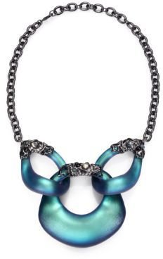 Alexis Bittar Imperial Noir Lucite, Labradorite, Pyrite & Crystal Georgian Lace Link Necklace