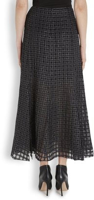 Theory Black devoré wool blend maxi skirt