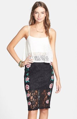 PPLA Floral Embroidered Lace Skirt (Juniors)