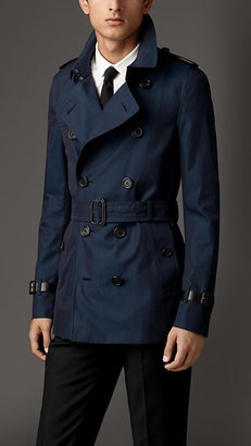 Burberry Leather Detail Cotton Gabardine Trench Coat