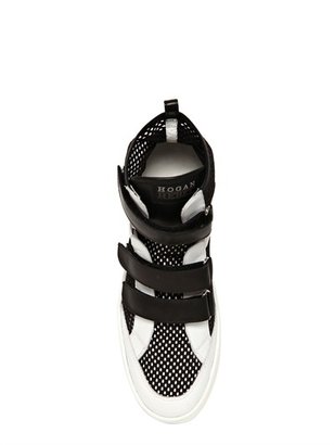 50mm Leather Nylon Net Sneakers