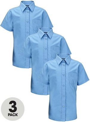 Top Class Girls Easy Care Short Sleeve School Shirts (3 Pack)