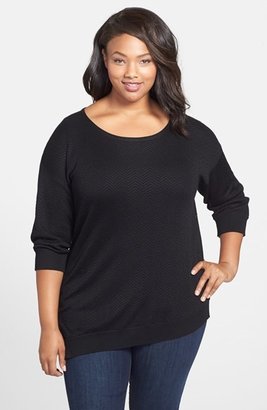 Foxcroft Asymmetrical Jacquard Sweater (Plus Size)