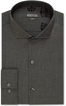 Kenneth Cole Reaction Slim-Fit Dark Grey Solid Dress Shirt