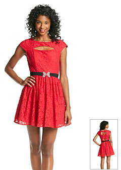 City Triangles Juniors' Lace Cut Out Dress