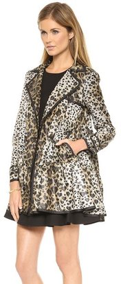 RED Valentino Leopard Print Tiered Coat