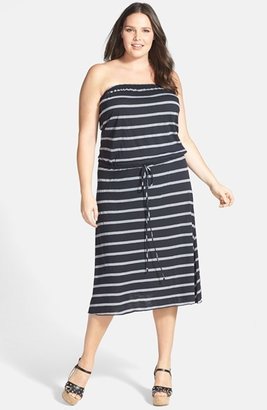 Allen Allen Stripe Tube Dress (Plus Size)