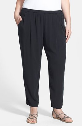 Eileen Fisher Pleated Silk Crop Pants (Plus Size)