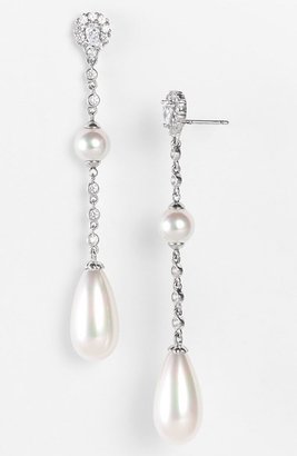 Majorica Pearl & Cubic Zirconia Linear Earrings