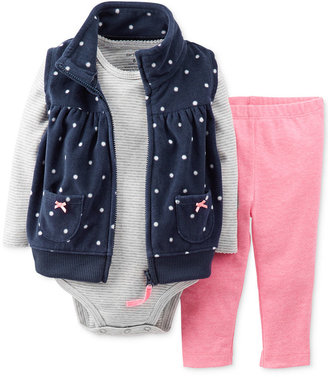 Carter's Baby Girls' 3-Piece Micro-Fleece Vest, Bodysuit & Leggings