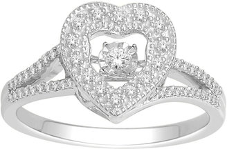 JCPenney FINE JEWELRY Love in Motion 1/5 CT. T.W. Diamond Sterling Silver Heart Ring