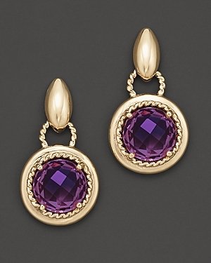 Bloomingdale's Amethyst and 14 Kt. Yellow Gold Drop Earrings