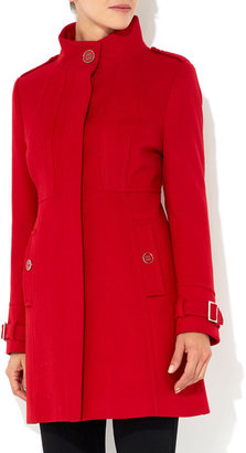 Wallis Red Petite Funnel Coat