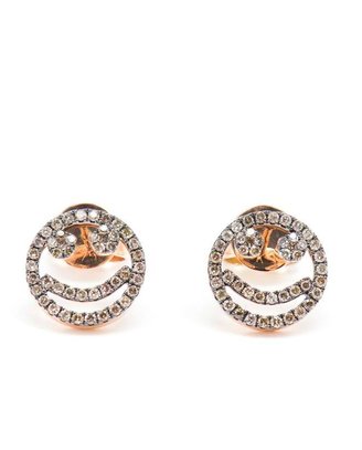 ROSA DE LA CRUZ Smile 18k Rose Gold and Diamond Stud Earrings