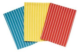 Debenhams Set of three red yellow and turquoise striped tea towels