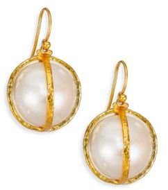 Gurhan 14MM-21MM White Baroque Freshwater Pearl & 24K Yellow Gold Drop Earrings