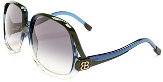 Balenciaga Women's Green Blue Shaded Plastic Sunglasses
