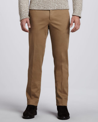 Ermenegildo Zegna Garment-Dyed Flat-Front Pants