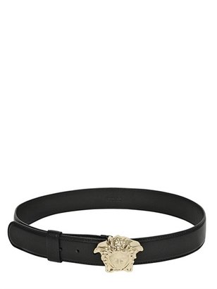 Versace 40mm Leather Belt With Medusa Buckle