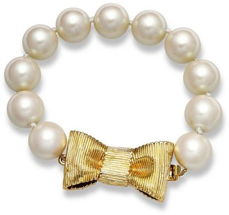 Kate Spade Bracelet, 12k Gold-Plated Glass Pearl Strand Bracelet (12mm)