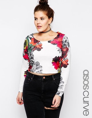 ASOS Curve CURVE Top In Texture With Floral Print - Multi