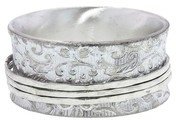David Tishbi Wide Paisley Band in Silver with 3 Silver Spinner