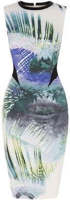 Karen Millen Palm Tree Print On Signature Stretch Dress