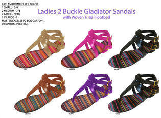 bulk buys Ladies 2 Buckle Gladiator Sandal - Case of 36