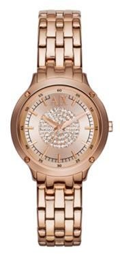 Armani Exchange Ladies stainless steel rose gold bracelet watch